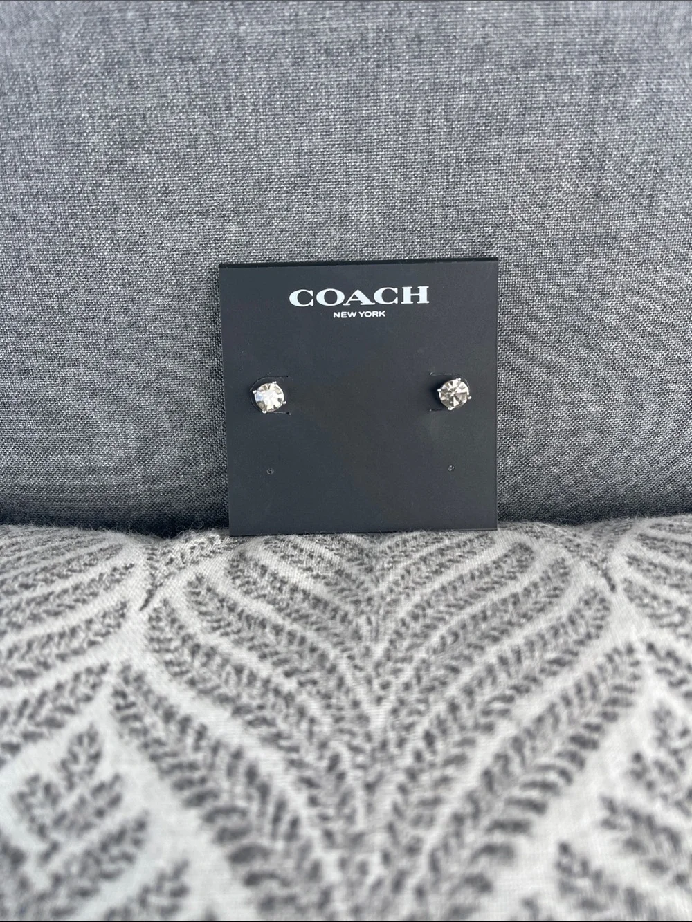 Coach Clear Crystal Stud Earrings NWT - Picture 2 of 4